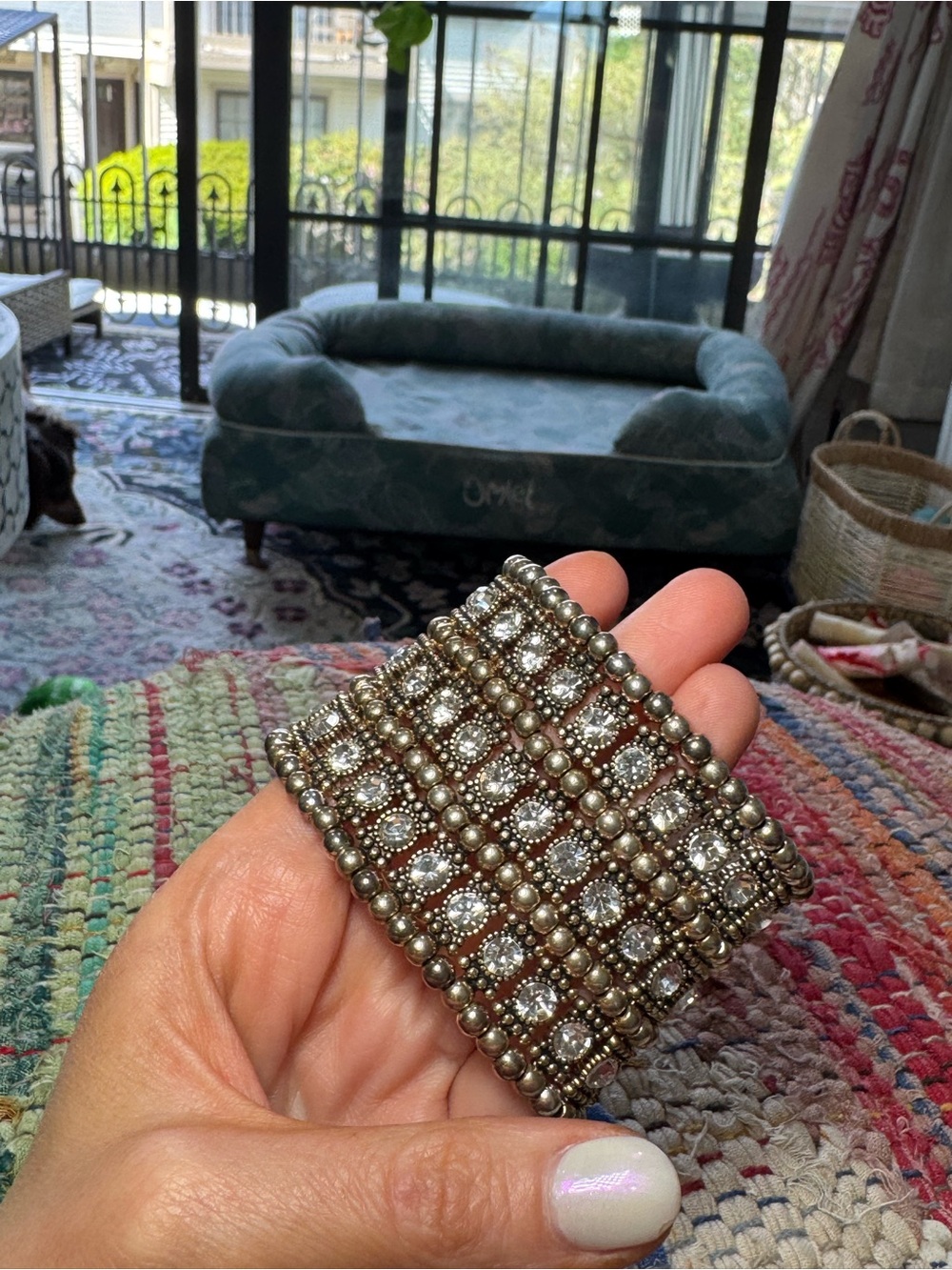 ⚜️🪩 Elegant Crystal Elastic Gold Diamond Bracelet Sparkle Statement Stretch 🪩⚜️ - Picture 4 of 9